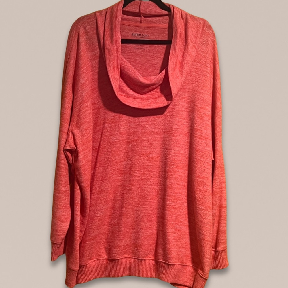 Torrid Super Soft Cowl Neck Tunic Sweater Coral Pink 3X